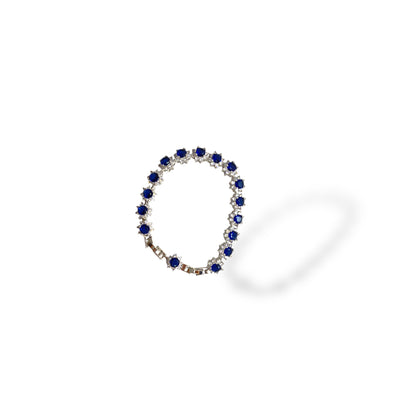 Royal Blue Sapphire Tennis Bracelet with Silver Accents