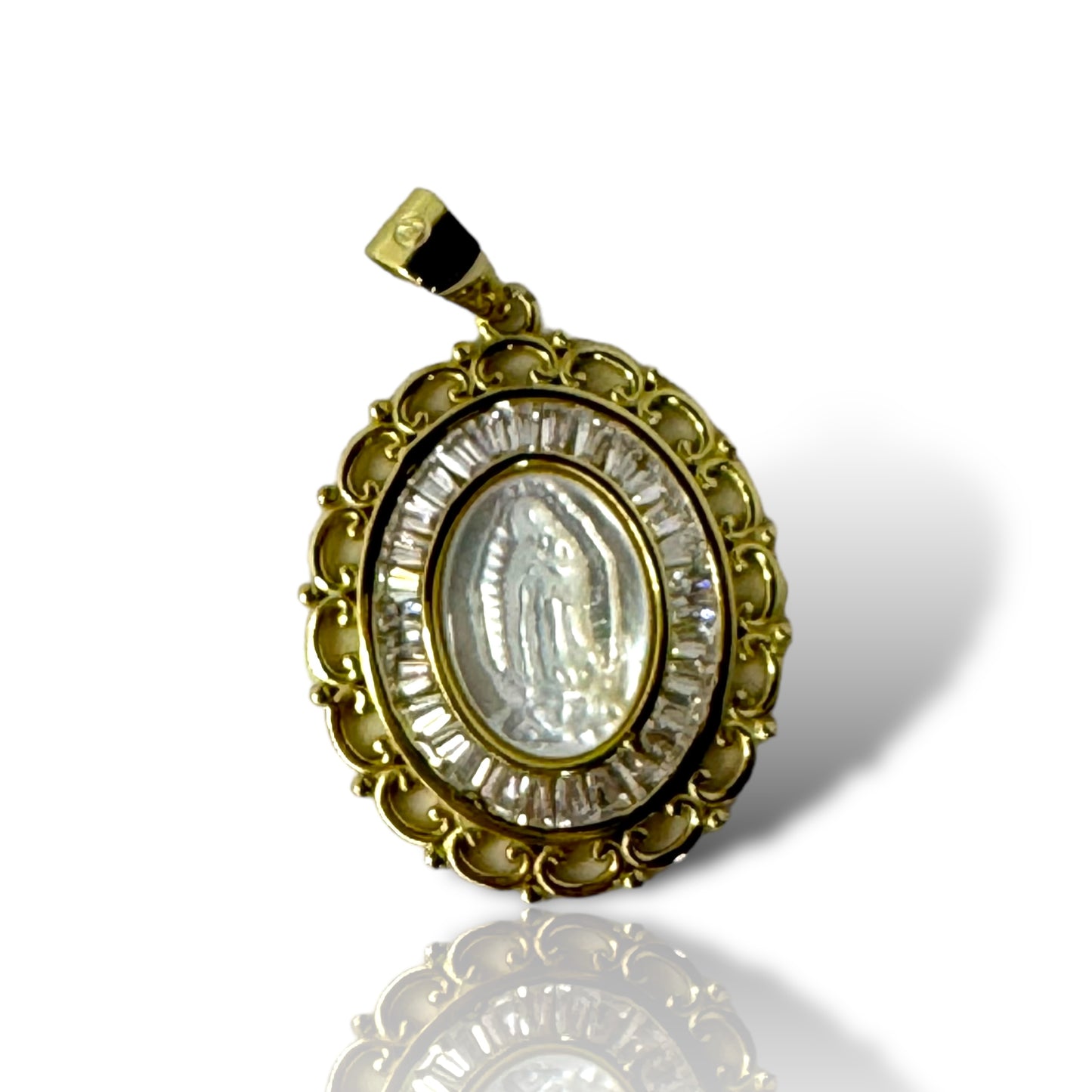 Gold Over Silver Oval Pendant with Rhodium