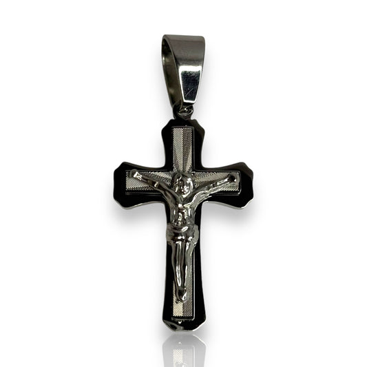 Gold Over Silver Crucifix Pendant with Rhodium