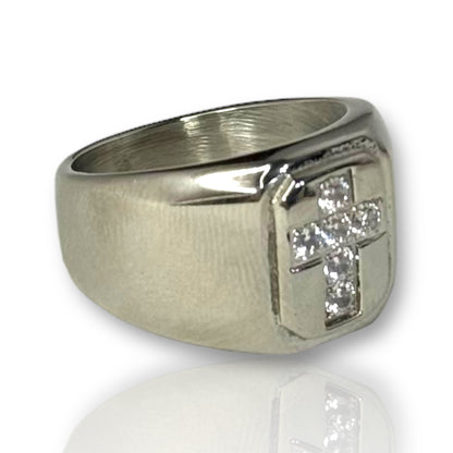 Silver and Gold Cross Ring - Elegant Faith