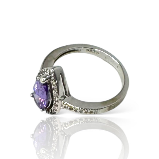 Amethyst and Blue Sapphire Ring - Elegant Gemstone Collection